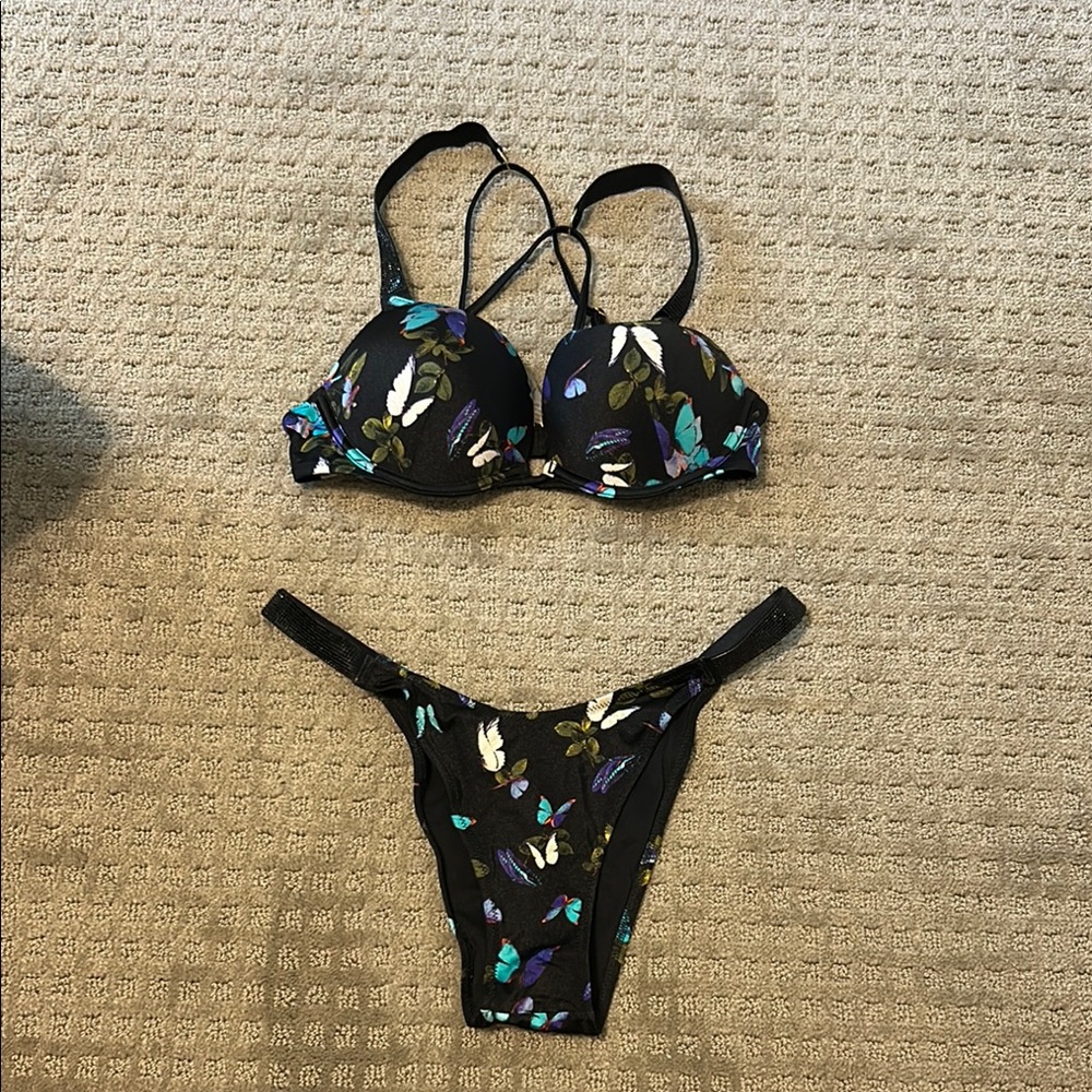 Victoria's Secret Black Floral Bikini